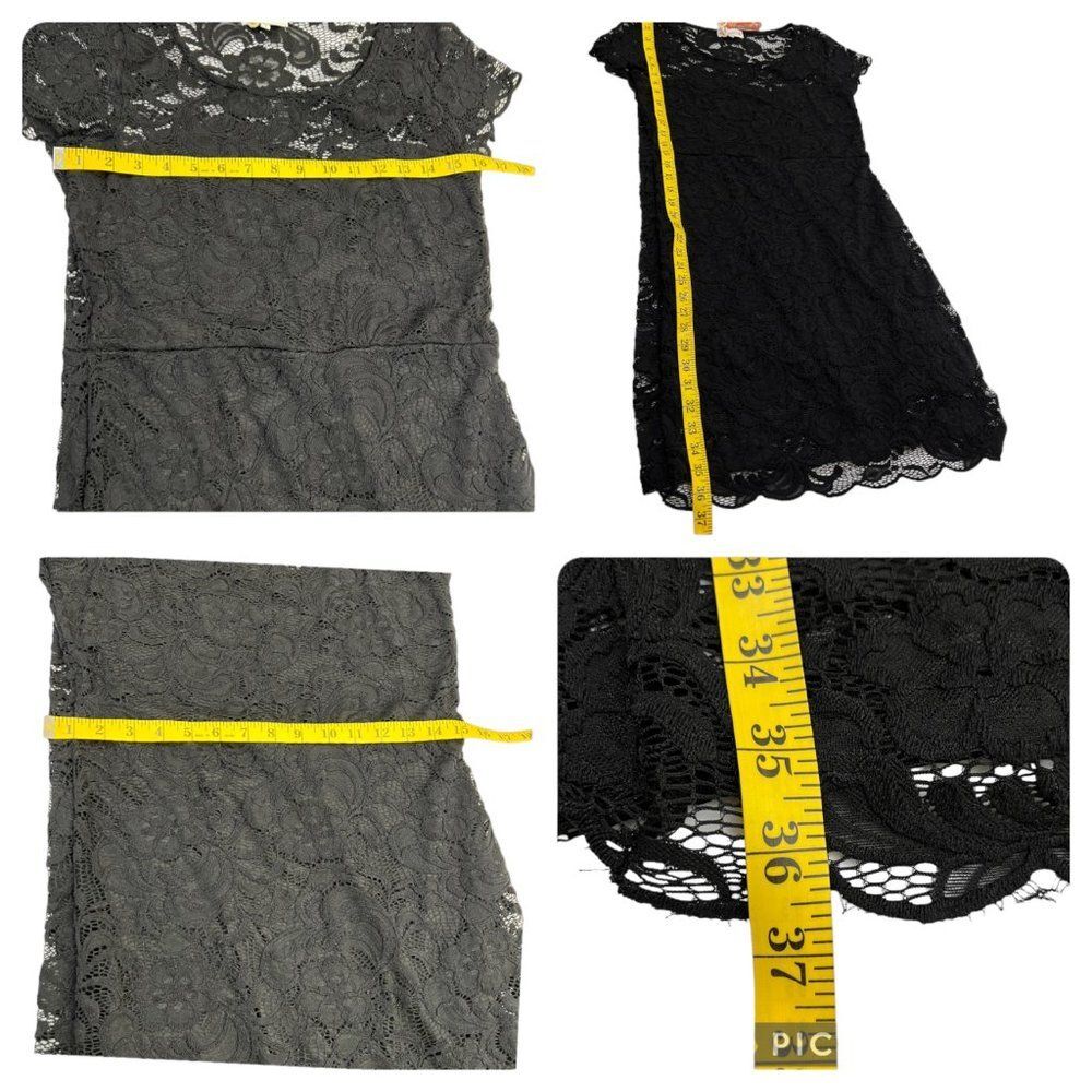 Ci Sono by Cavalini Black Lace Sheer Upper Back Dress Size Large - Picture 16 of 16